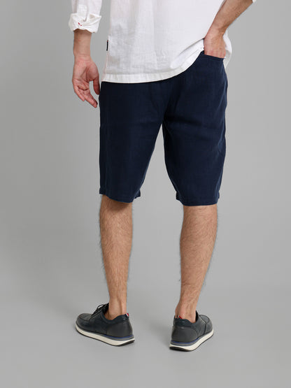 Linen Flat Pocket Elastic Waistband Shorts
