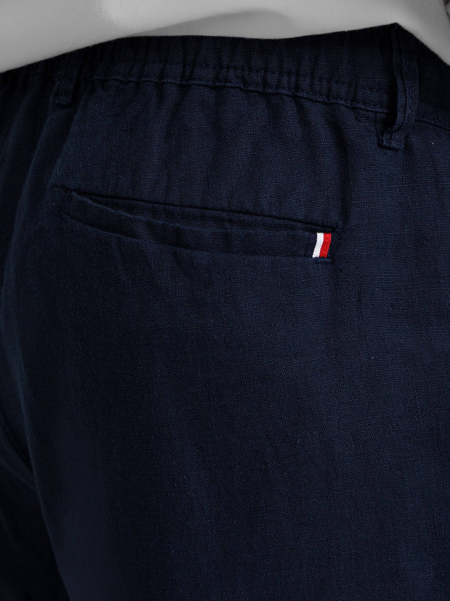 Linen Flat Pocket Elastic Waistband Shorts
