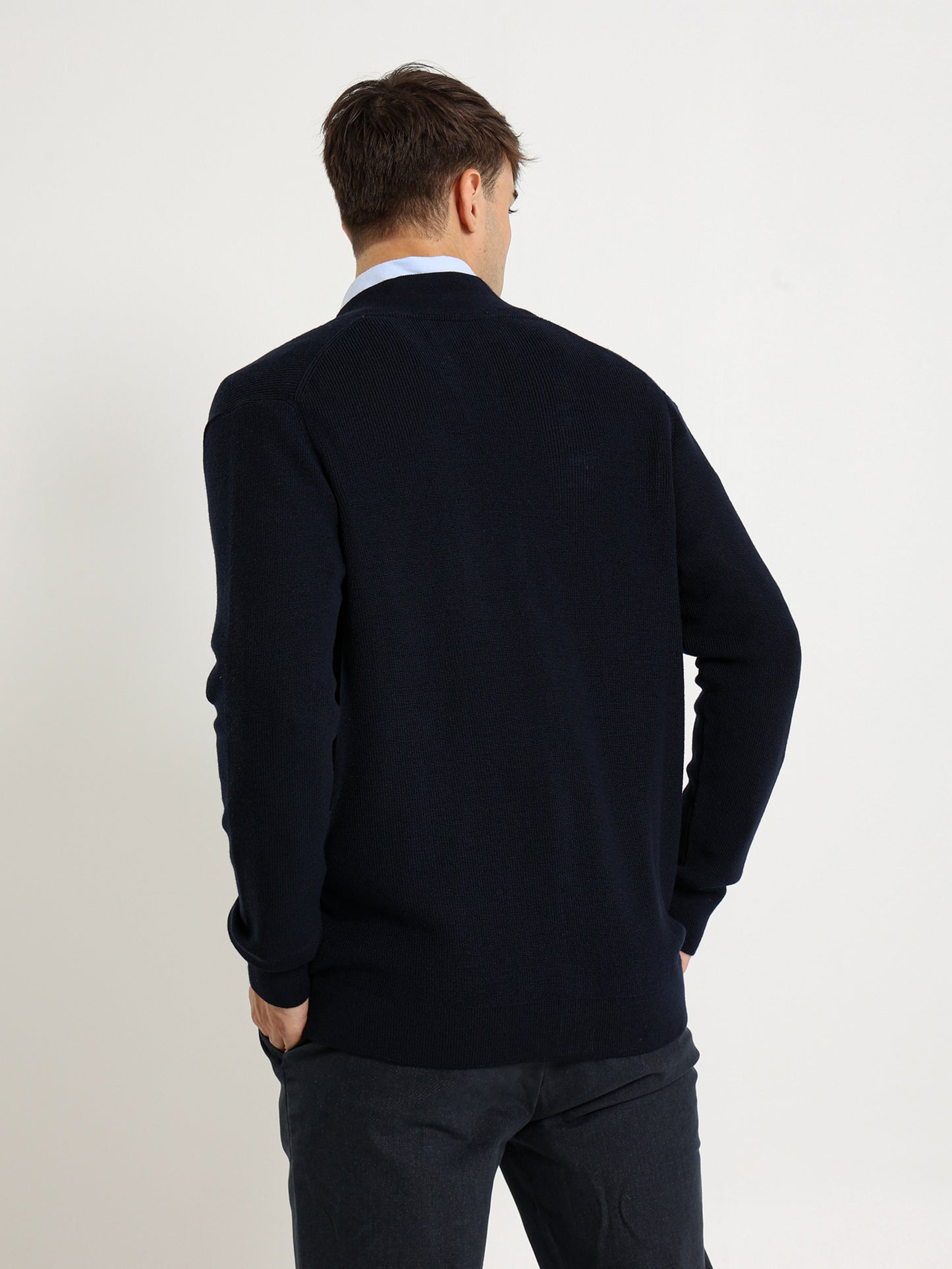 Mock Neck Structured Pullover with Flag Zip