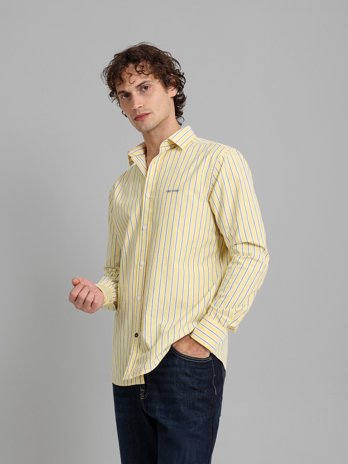Kent Collar Striped Shirt