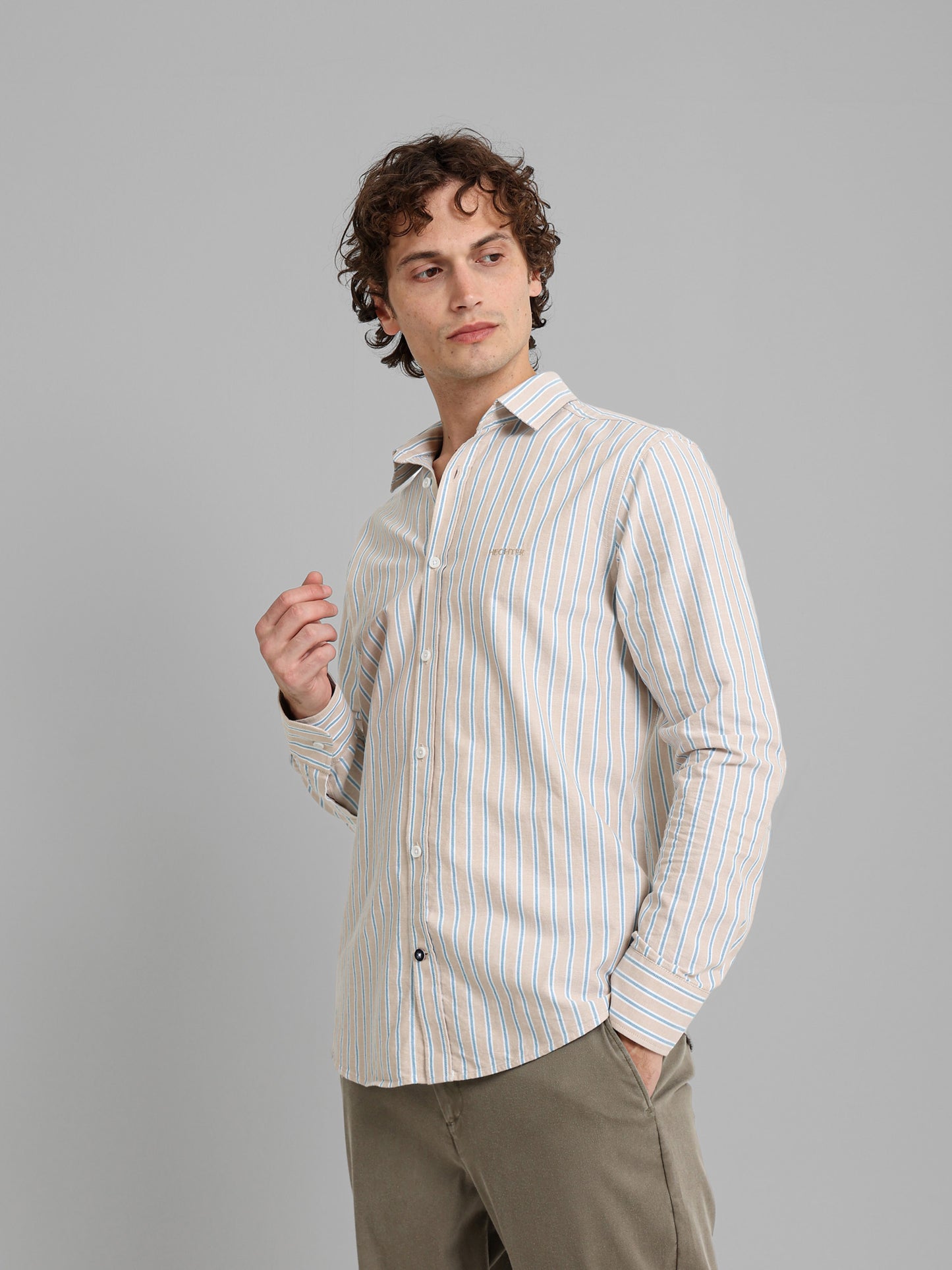 Kent Collar Striped Shirt