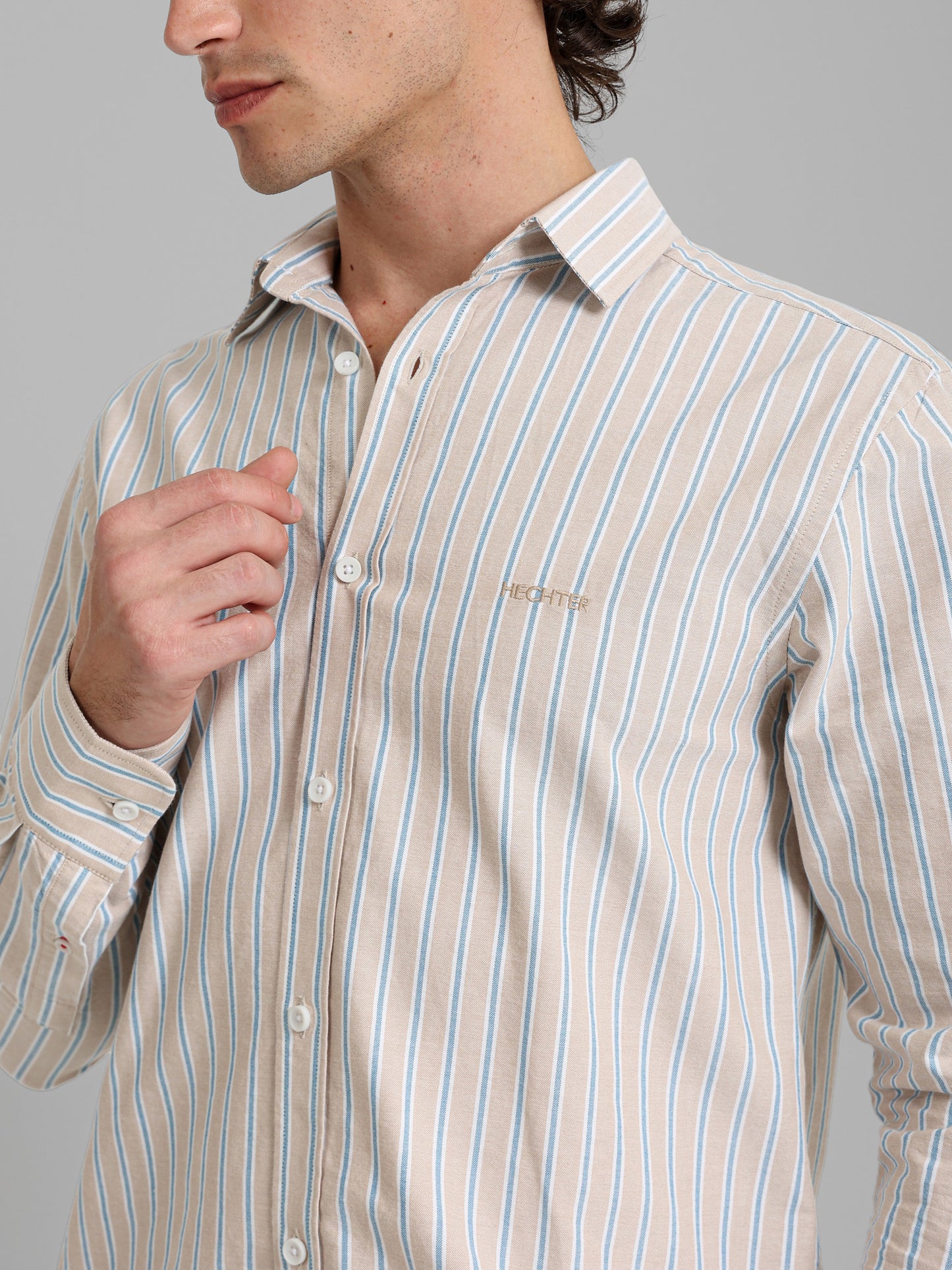 Kent Collar Striped Shirt