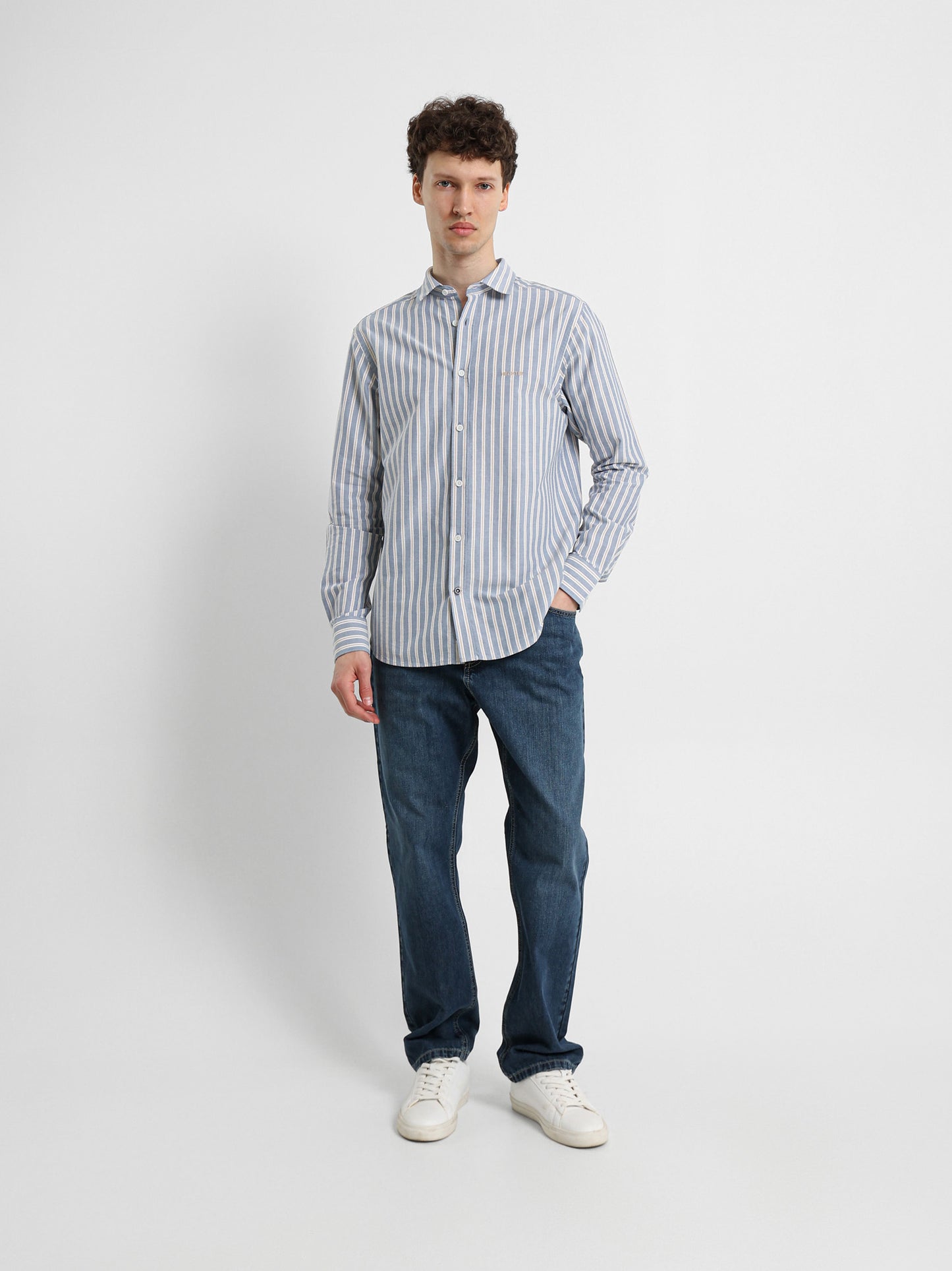 Kent Collar Striped Shirt