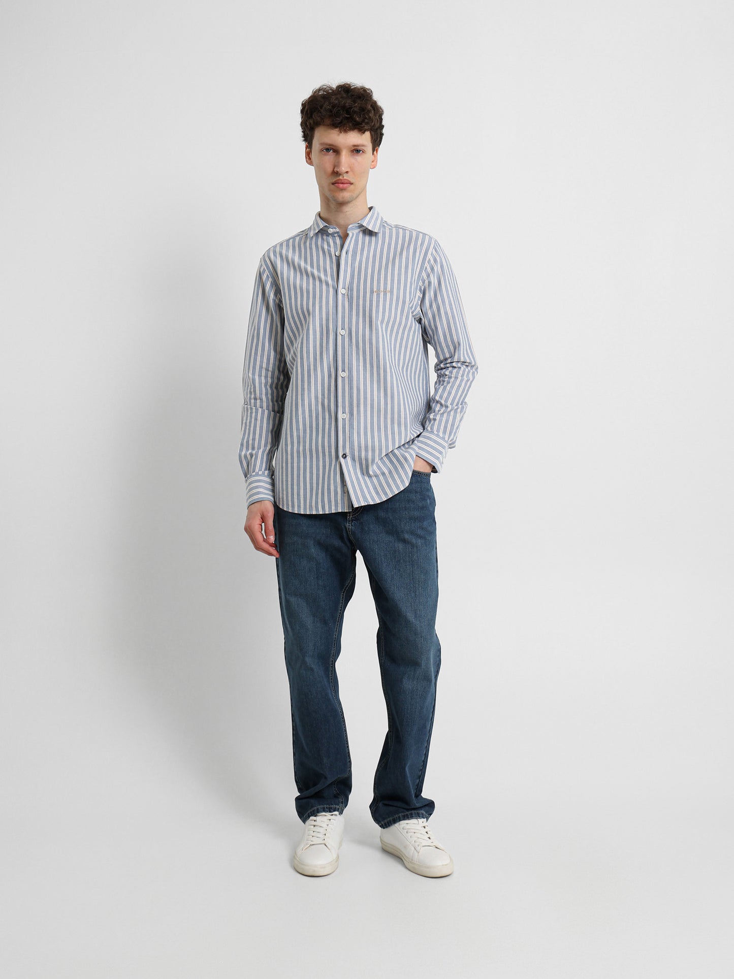 Kent Collar Striped Shirt