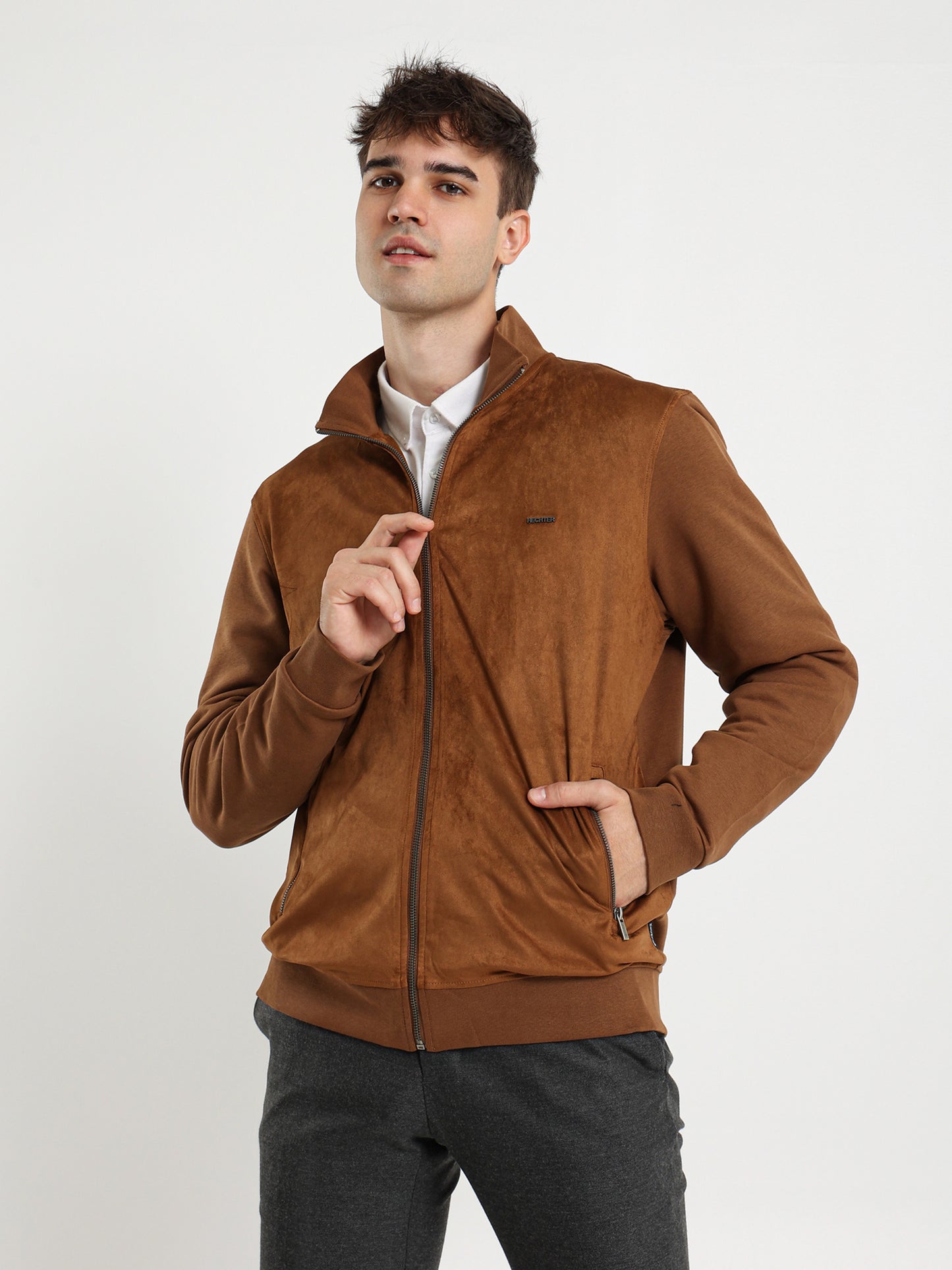 Zip-Up Closure Sweat Jacket