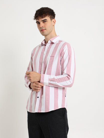 Basic Oxford Wide Striped Long Sleeve Shirt