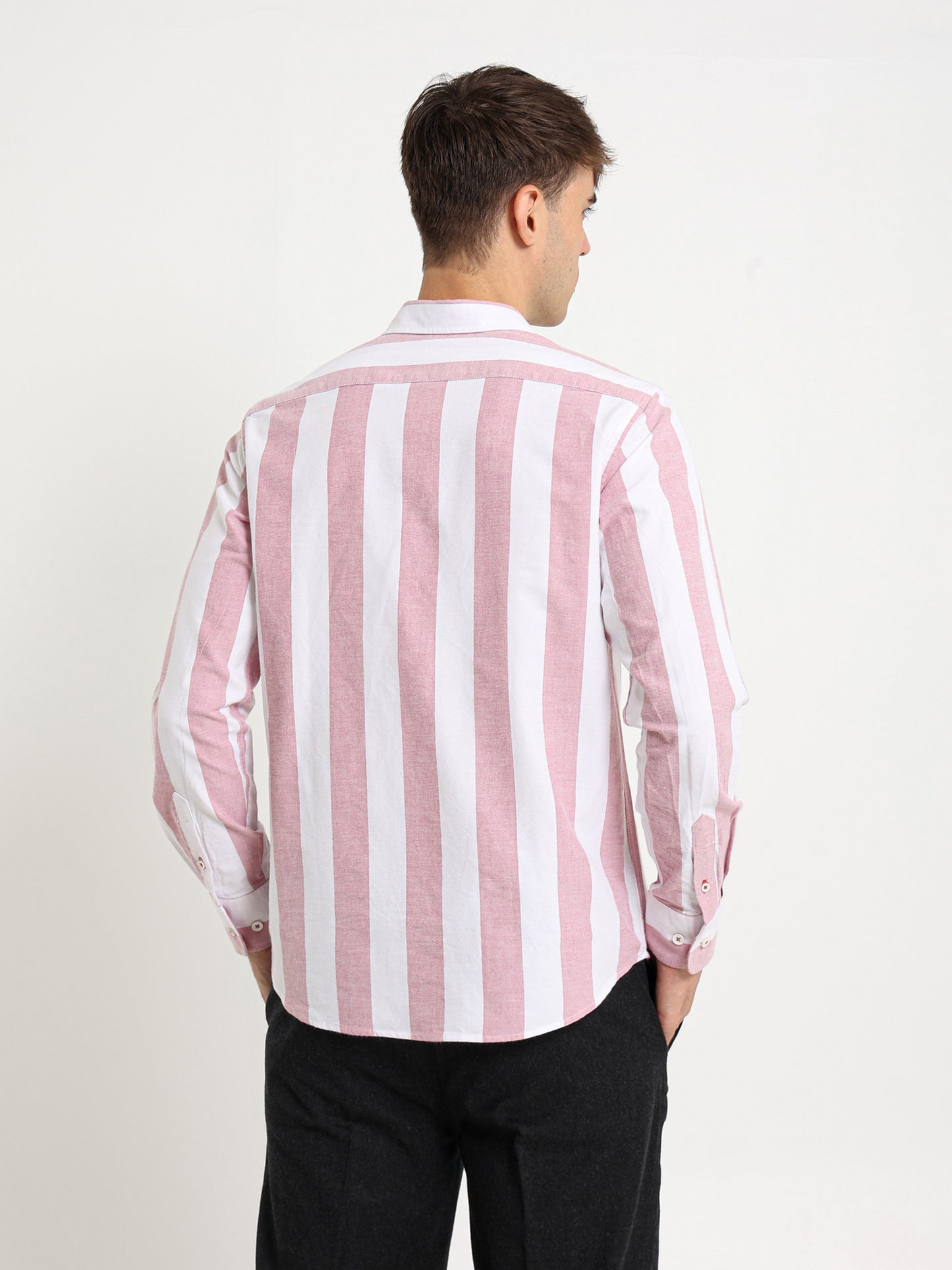 Basic Oxford Wide Striped Long Sleeve Shirt