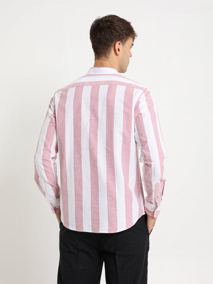 Basic Oxford Wide Striped Long Sleeve Shirt