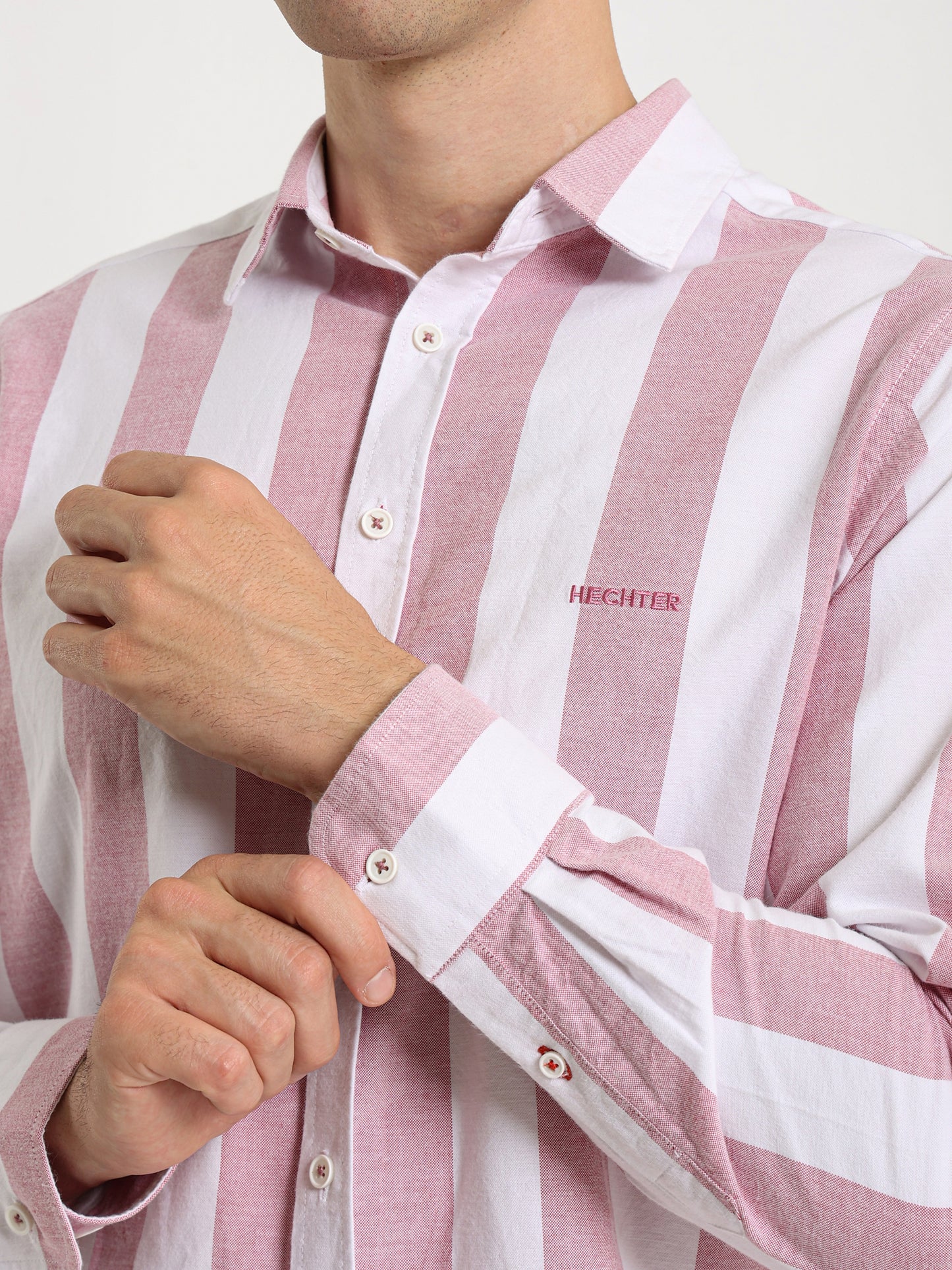 Basic Oxford Wide Striped Long Sleeve Shirt