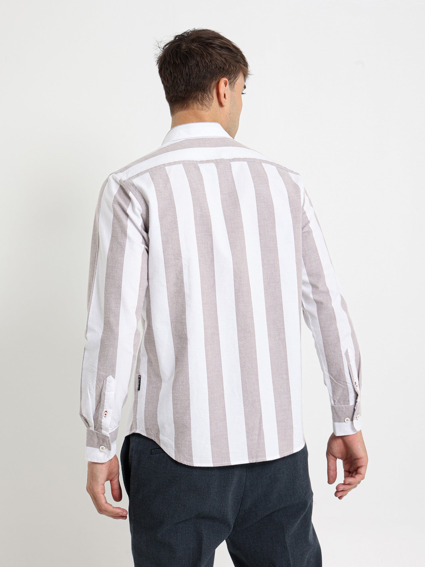 Basic Oxford Wide Striped Long Sleeve Shirt
