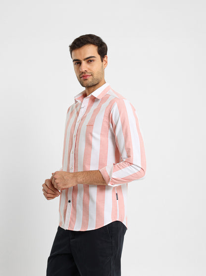 Basic Oxford Wide Striped Long Sleeve Shirt