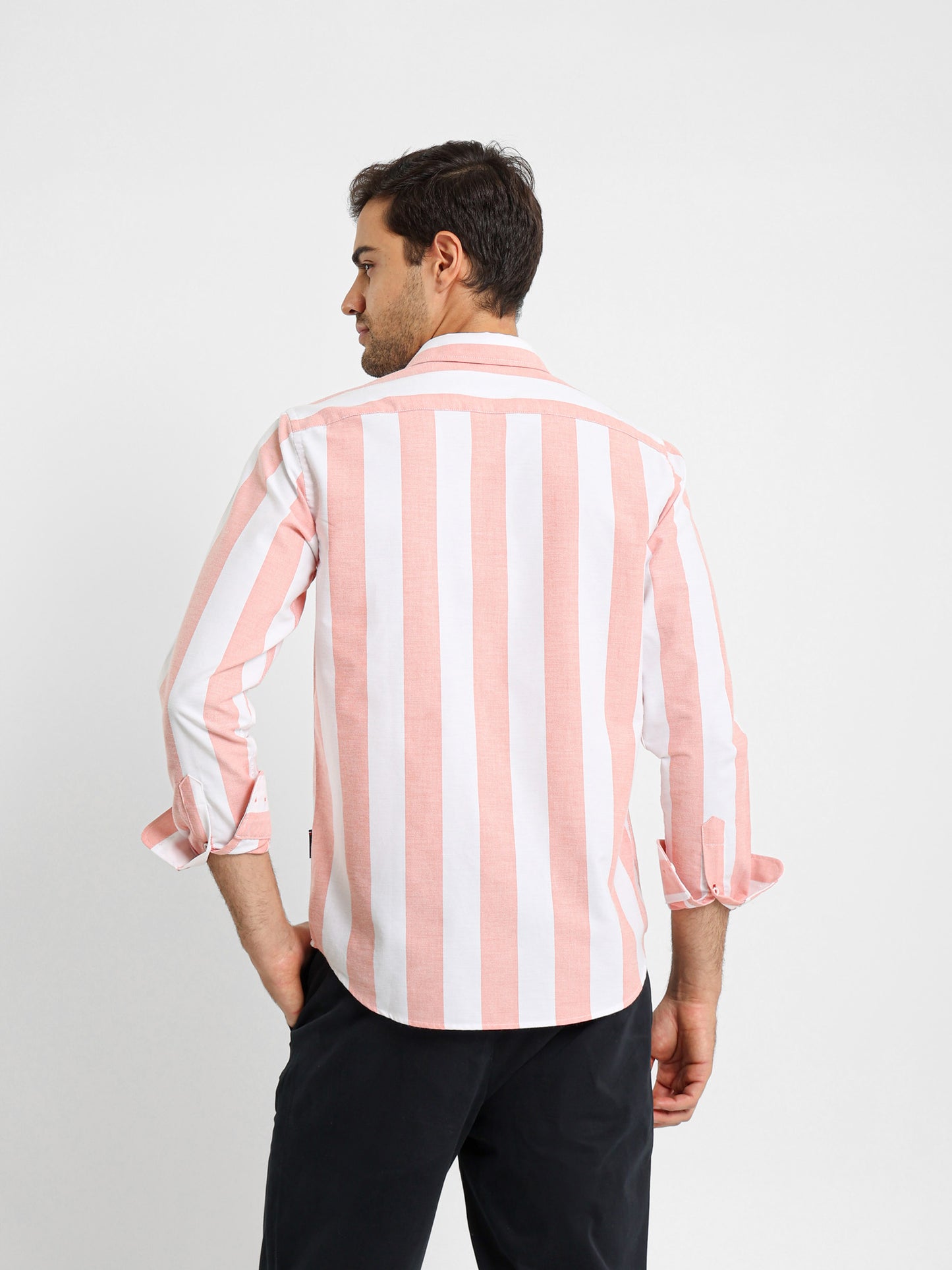 Basic Oxford Wide Striped Long Sleeve Shirt