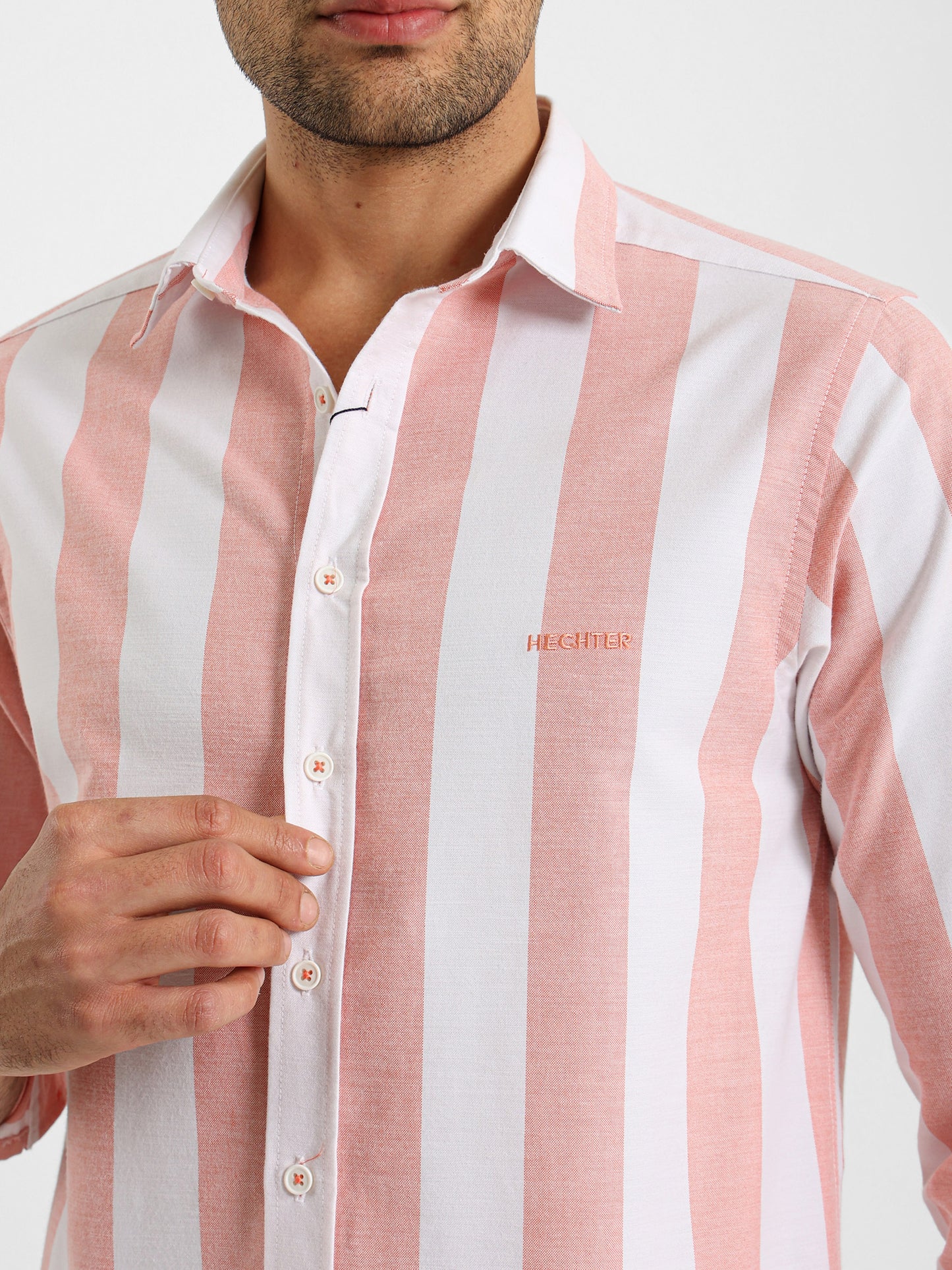 Basic Oxford Wide Striped Long Sleeve Shirt