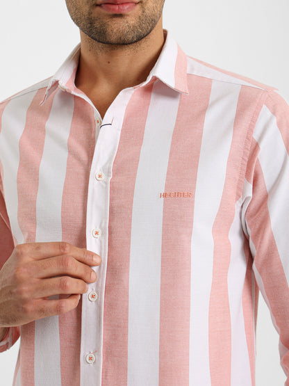 Basic Oxford Wide Striped Long Sleeve Shirt