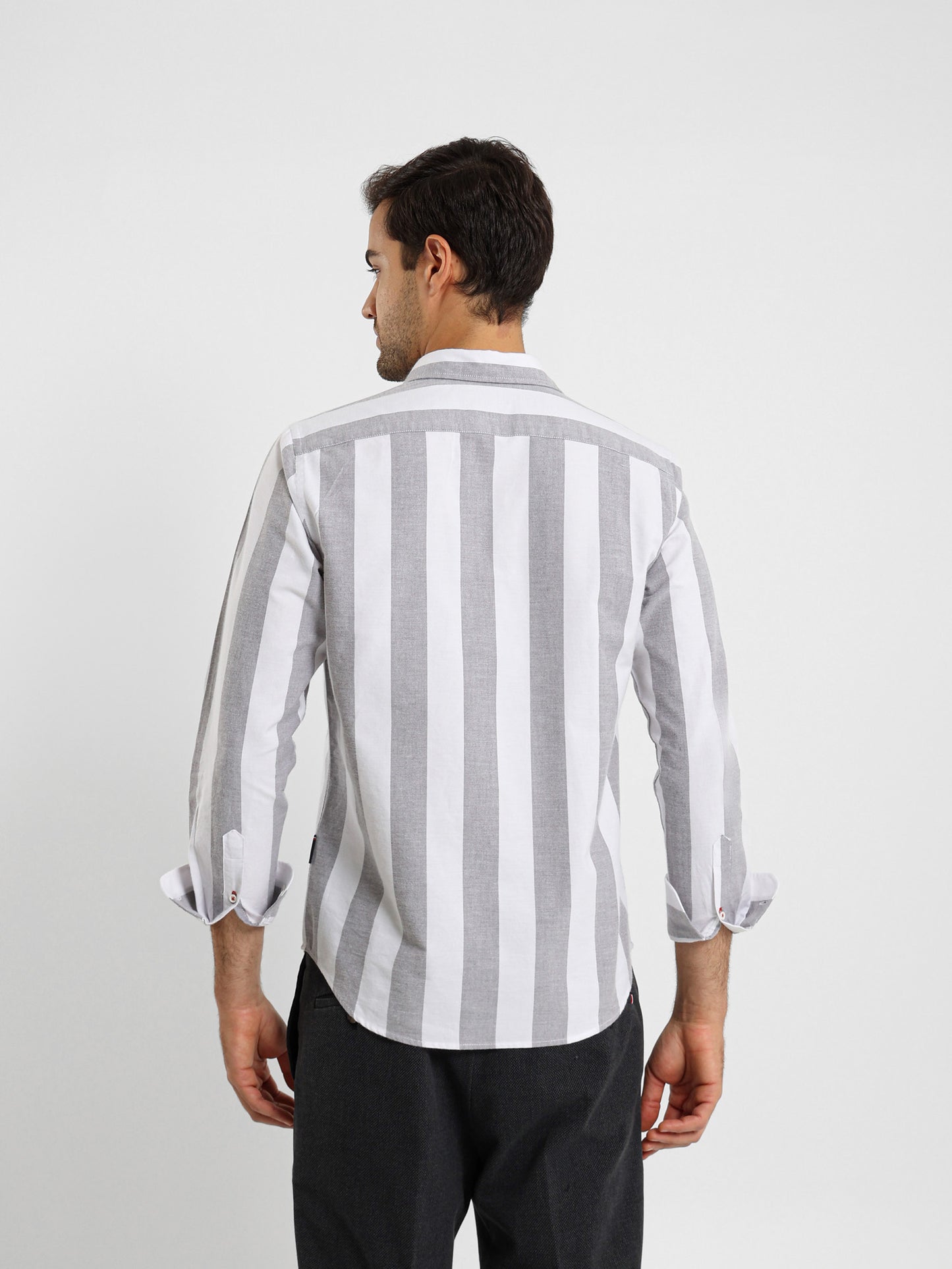 Basic Oxford Wide Striped Long Sleeve Shirt
