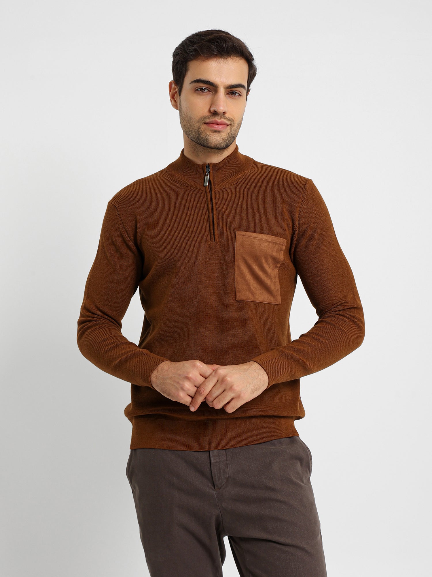 Mock Neck Pullover With Zipper – HECHTER PARIS