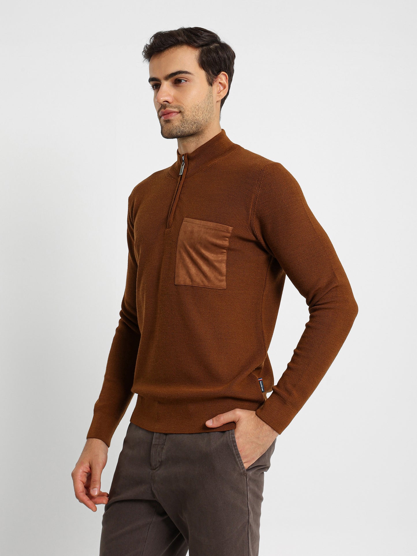 Mock Neck Pullover With Zipper