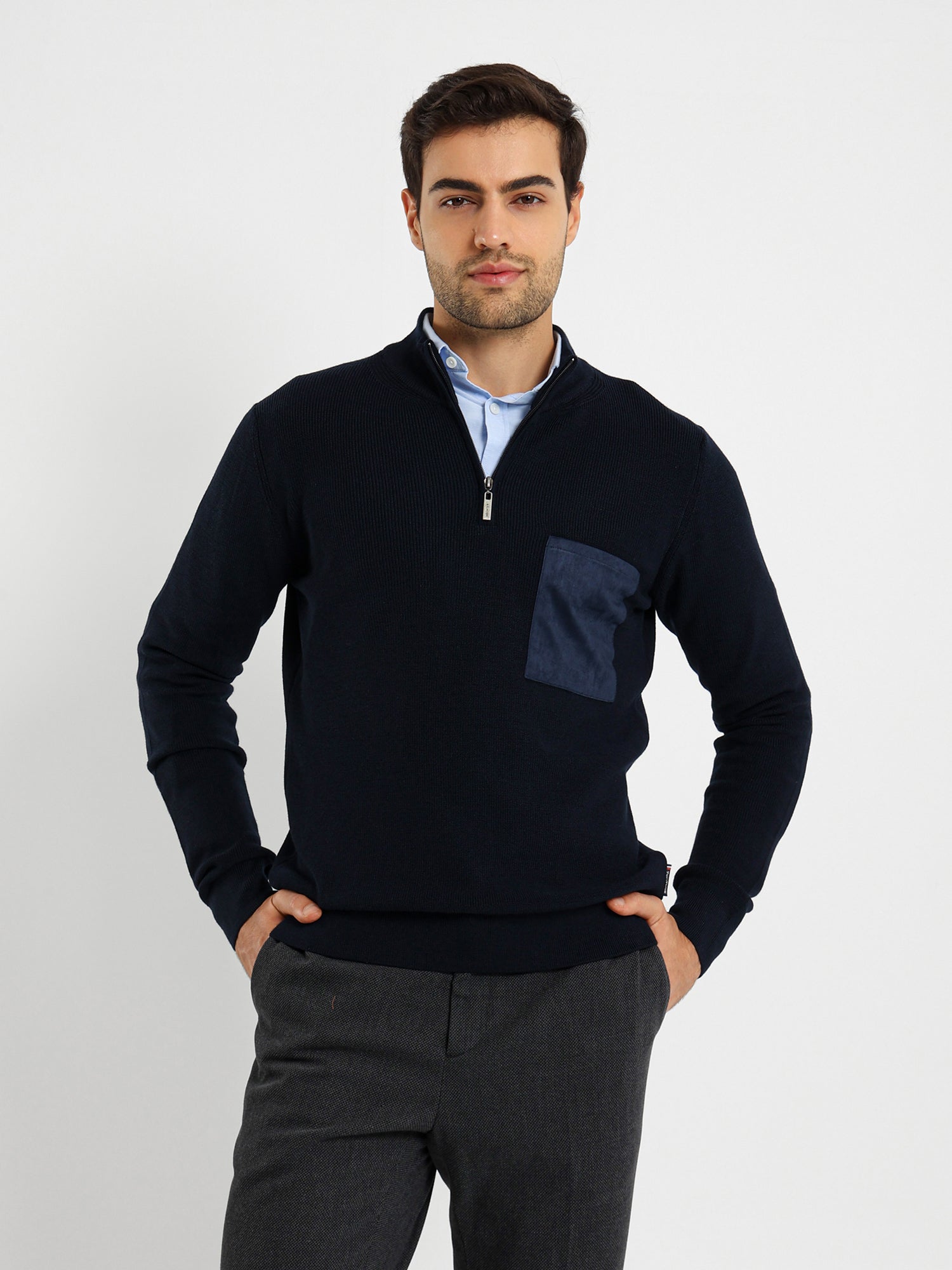 Mock Neck Pullover With Zipper – HECHTER PARIS