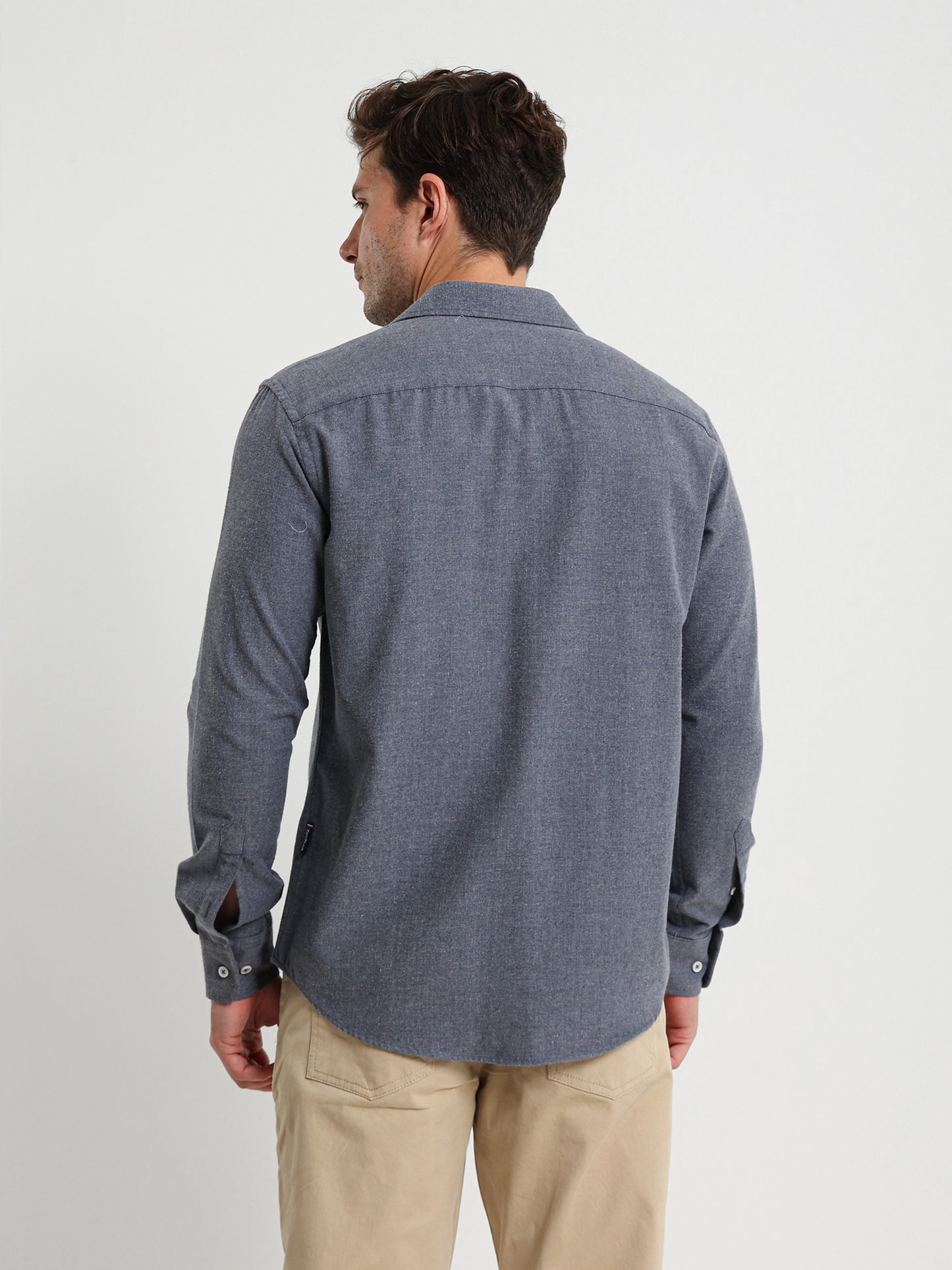 Cotton Twill Long Sleeve Kent Collar Shirt