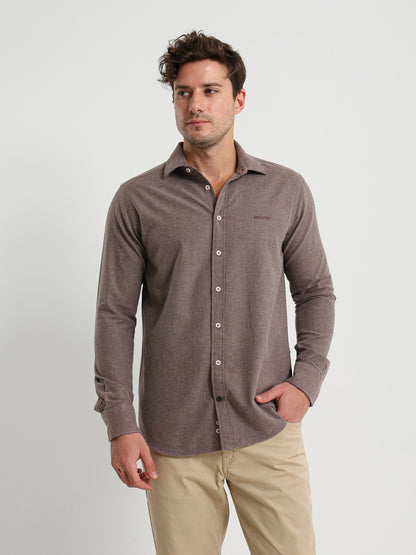 Cotton Twill Long Sleeve Kent Collar Shirt