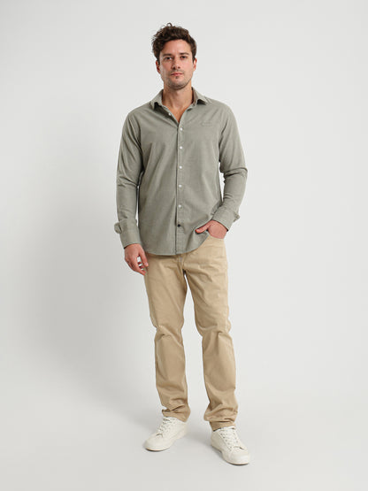 Cotton Twill Long Sleeve Kent Collar Shirt