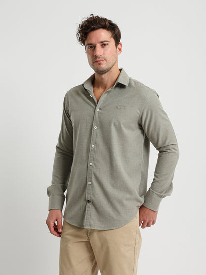 Cotton Twill Long Sleeve Kent Collar Shirt