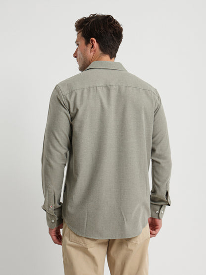 Cotton Twill Long Sleeve Kent Collar Shirt