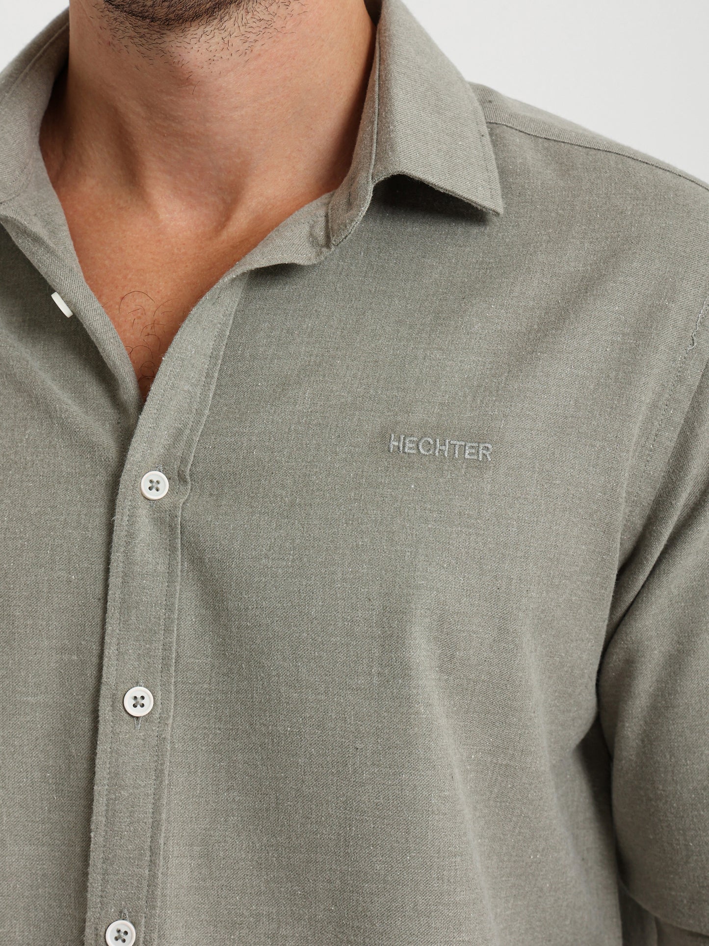 Cotton Twill Long Sleeve Kent Collar Shirt