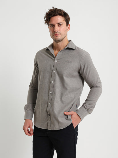 Cotton Twill Long Sleeve Kent Collar Shirt