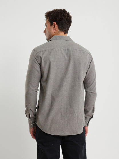 Cotton Twill Long Sleeve Kent Collar Shirt