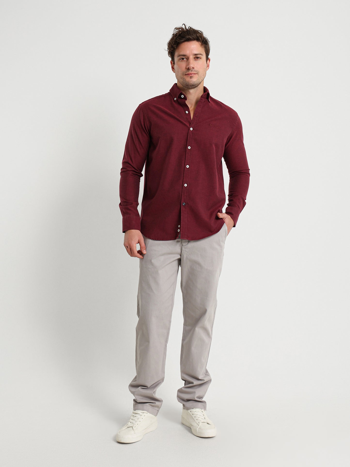 Cotton Oxford Long Sleeve Button Down Shirt