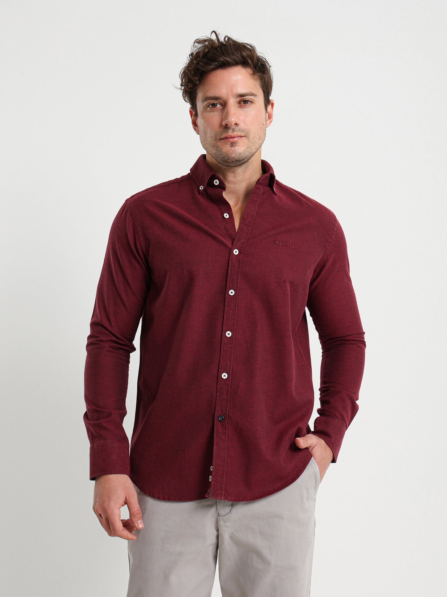 Cotton Oxford Long Sleeve Button Down Shirt