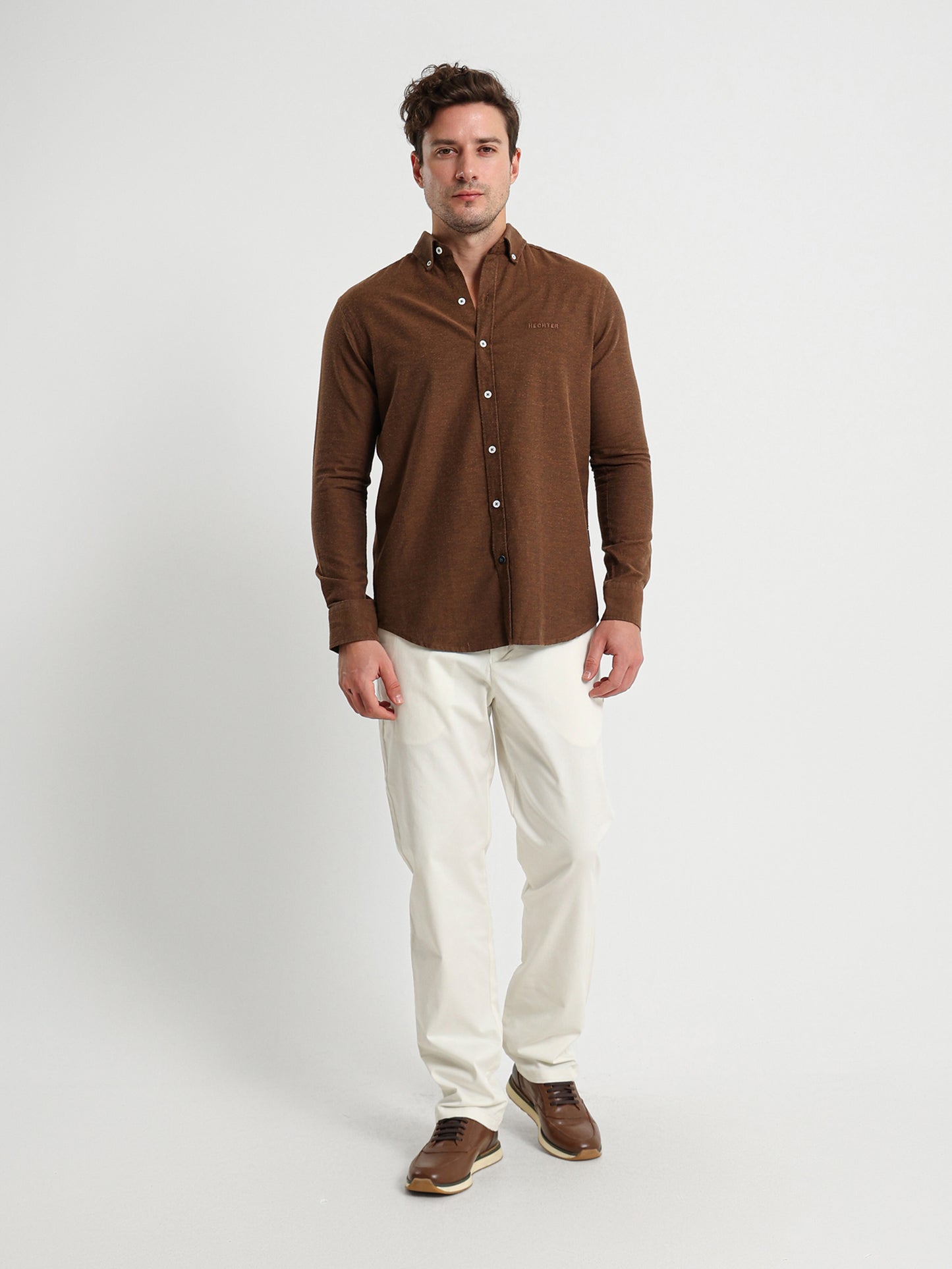 Cotton Oxford Long Sleeve Button Down Shirt