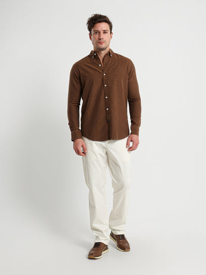 Cotton Oxford Long Sleeve Button Down Shirt