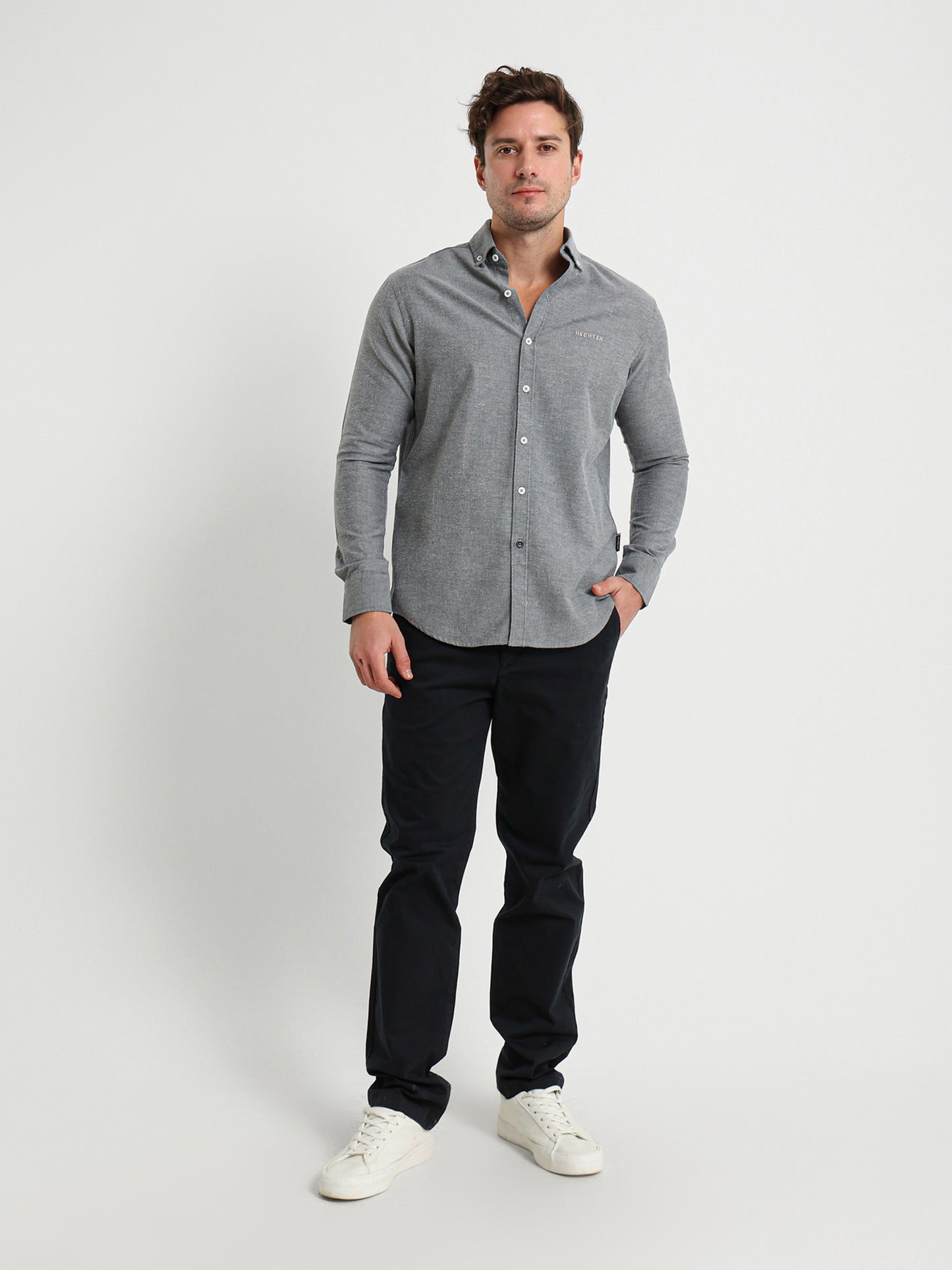 Cotton Oxford Long Sleeve Button Down Shirt