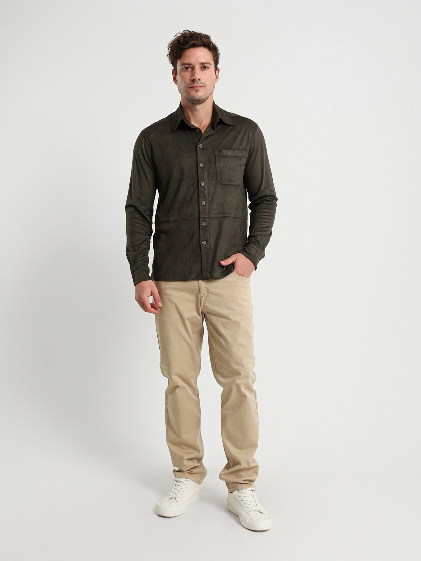 Long Sleeve Overshirt With Chest Pocket