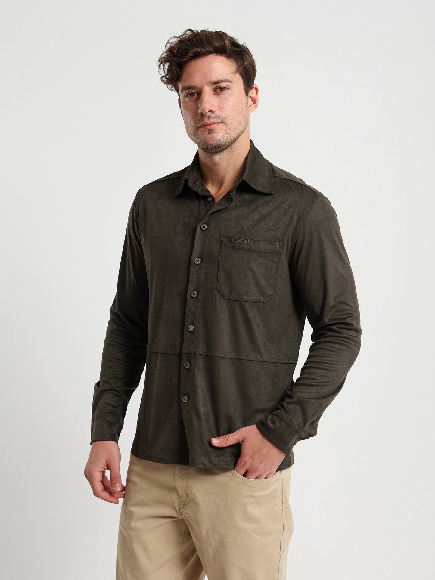 Long Sleeve Overshirt With Chest Pocket