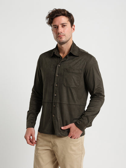 Long Sleeve Overshirt With Chest Pocket