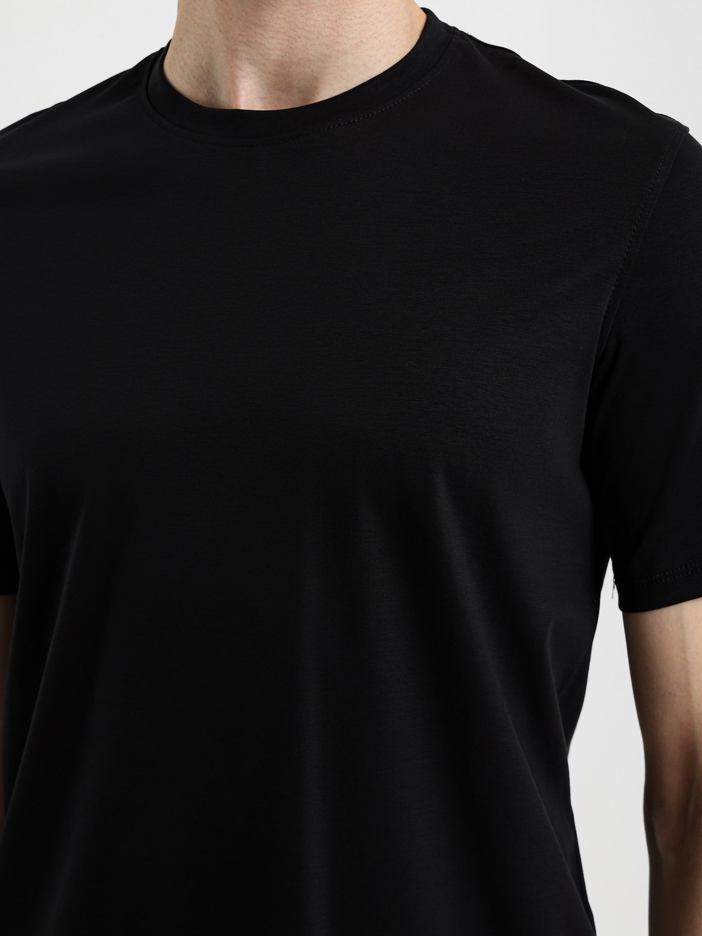Basic Jersey Lycra Crew Neck T-Shirt