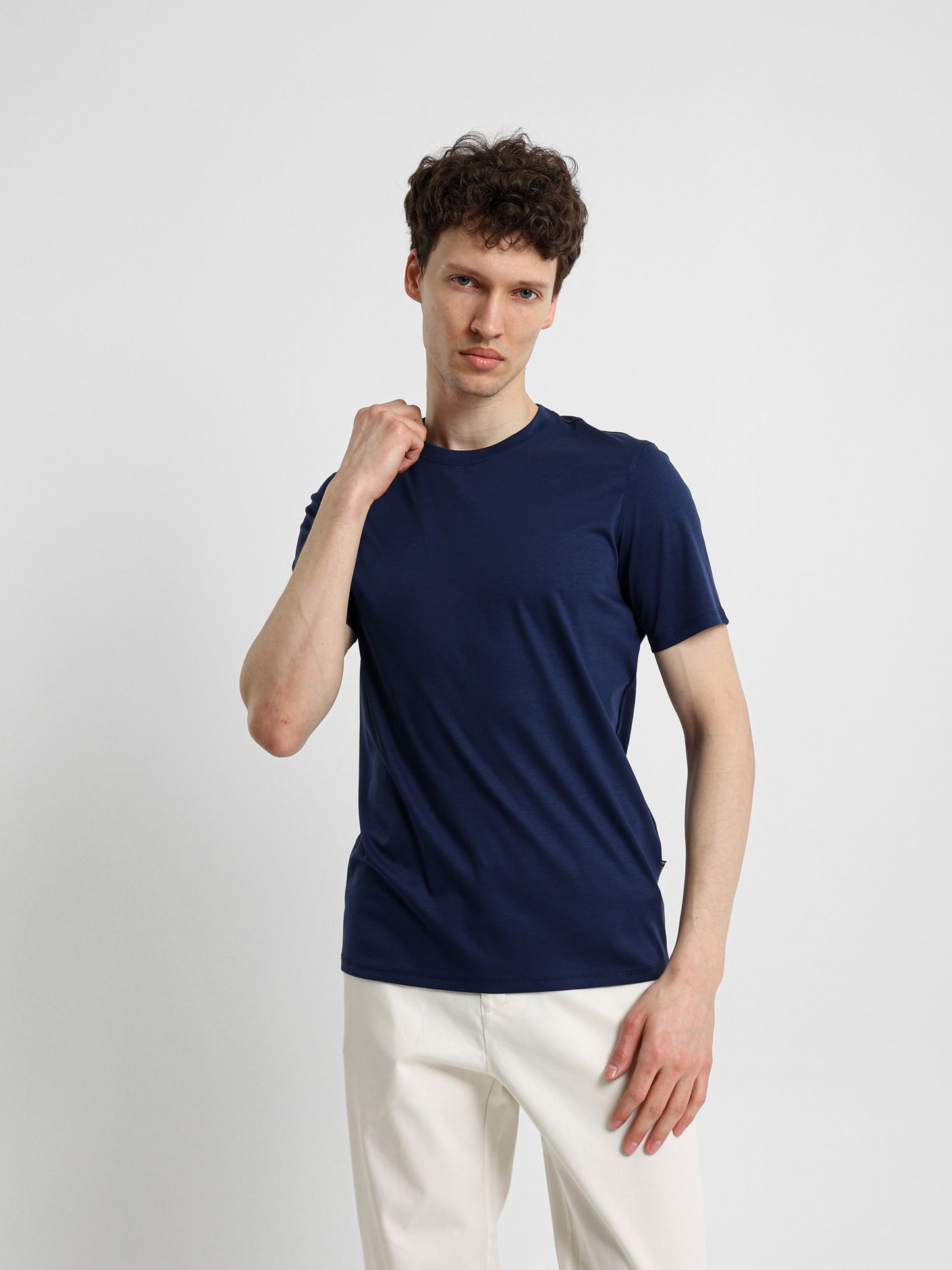 Basic Jersey Lycra Crew Neck T-Shirt