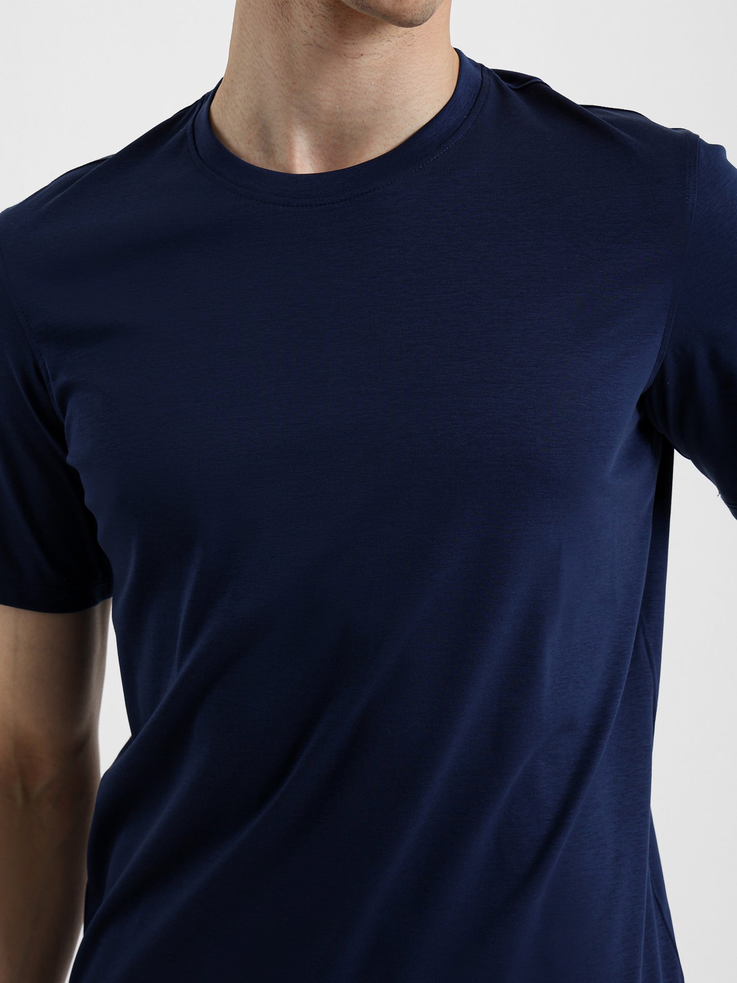 Basic Jersey Lycra Crew Neck T-Shirt
