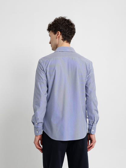 Long Sleeve Kent Collar Striped Shirt