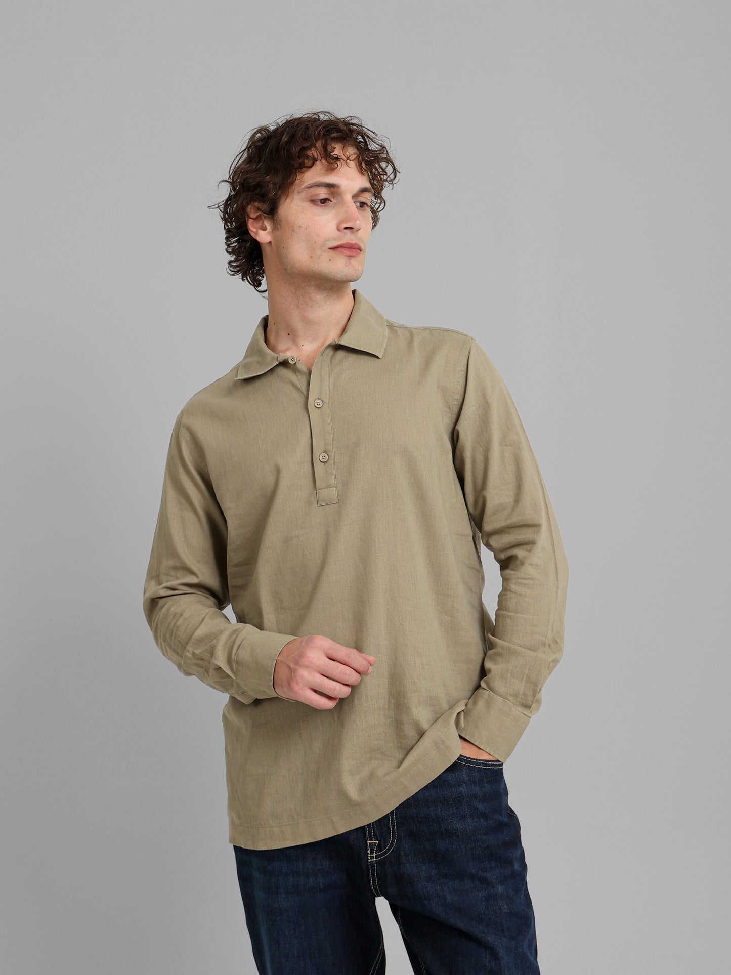 Kent Collar Long Sleeve Polo Shirt