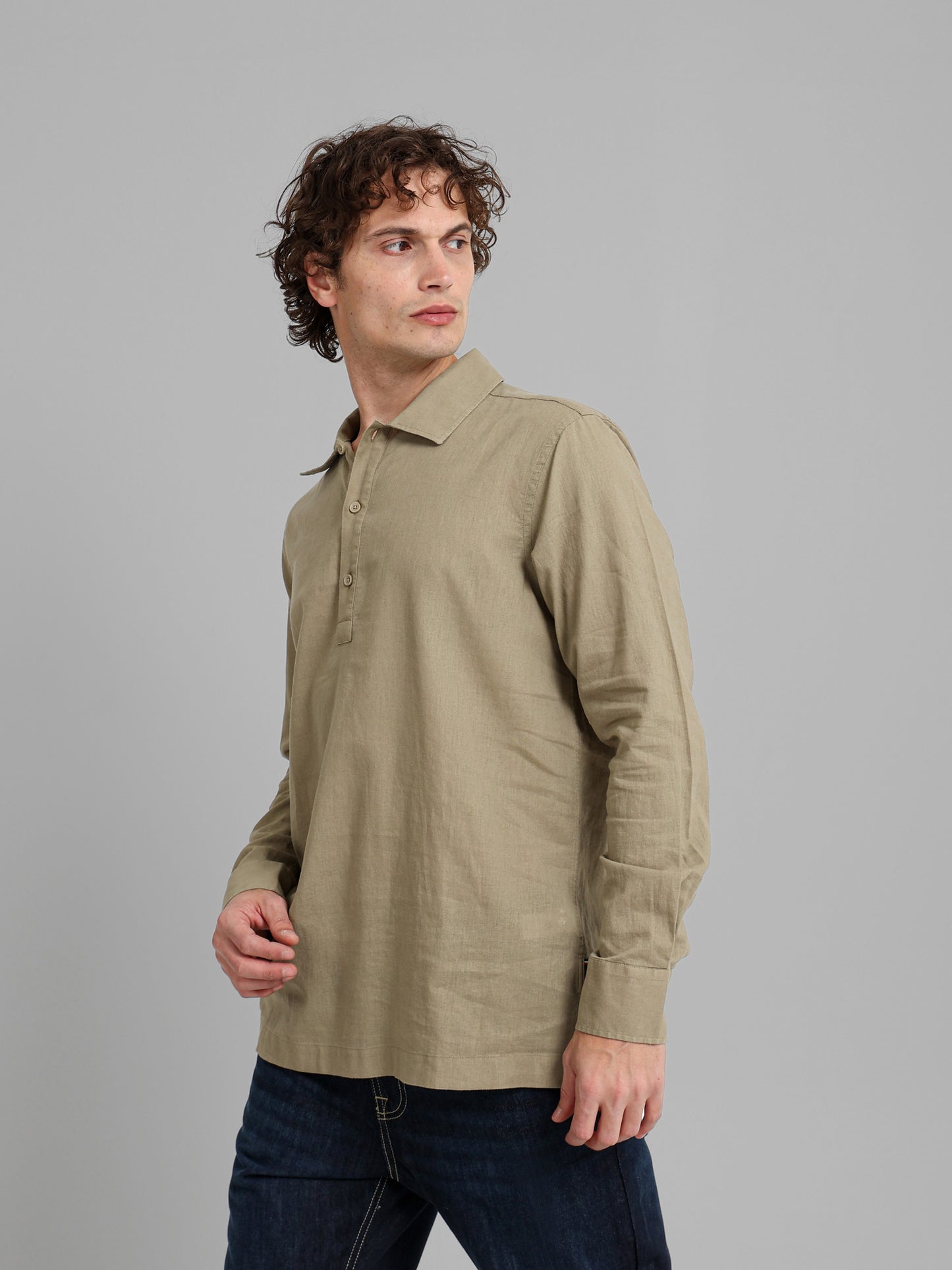 Kent Collar Long Sleeve Polo Shirt