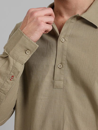 Kent Collar Long Sleeve Polo Shirt