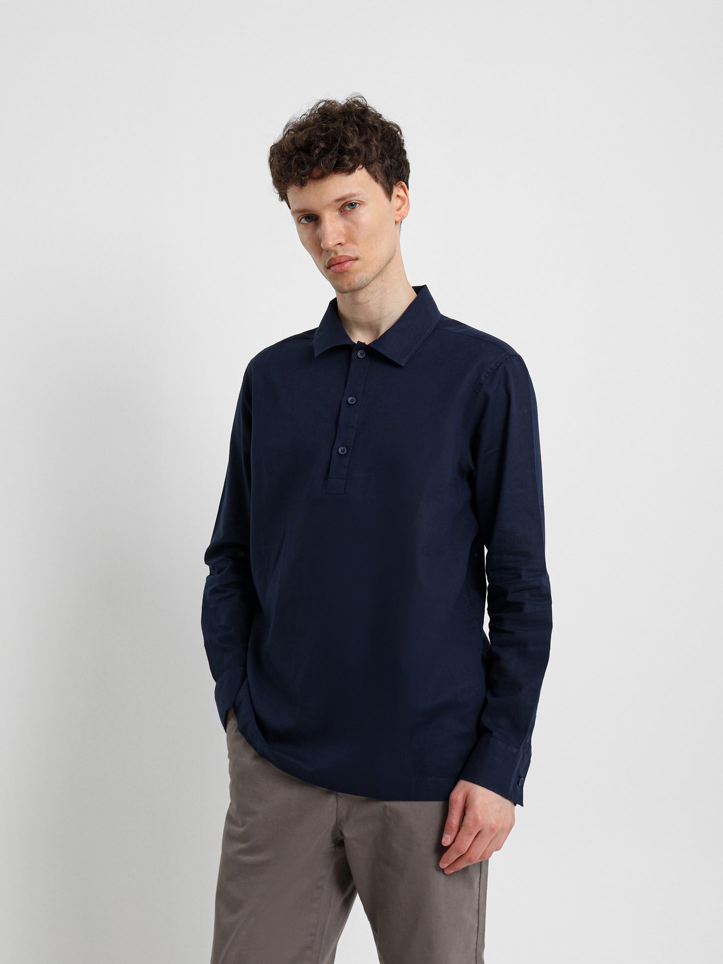 Kent Collar Long Sleeve Polo Shirt