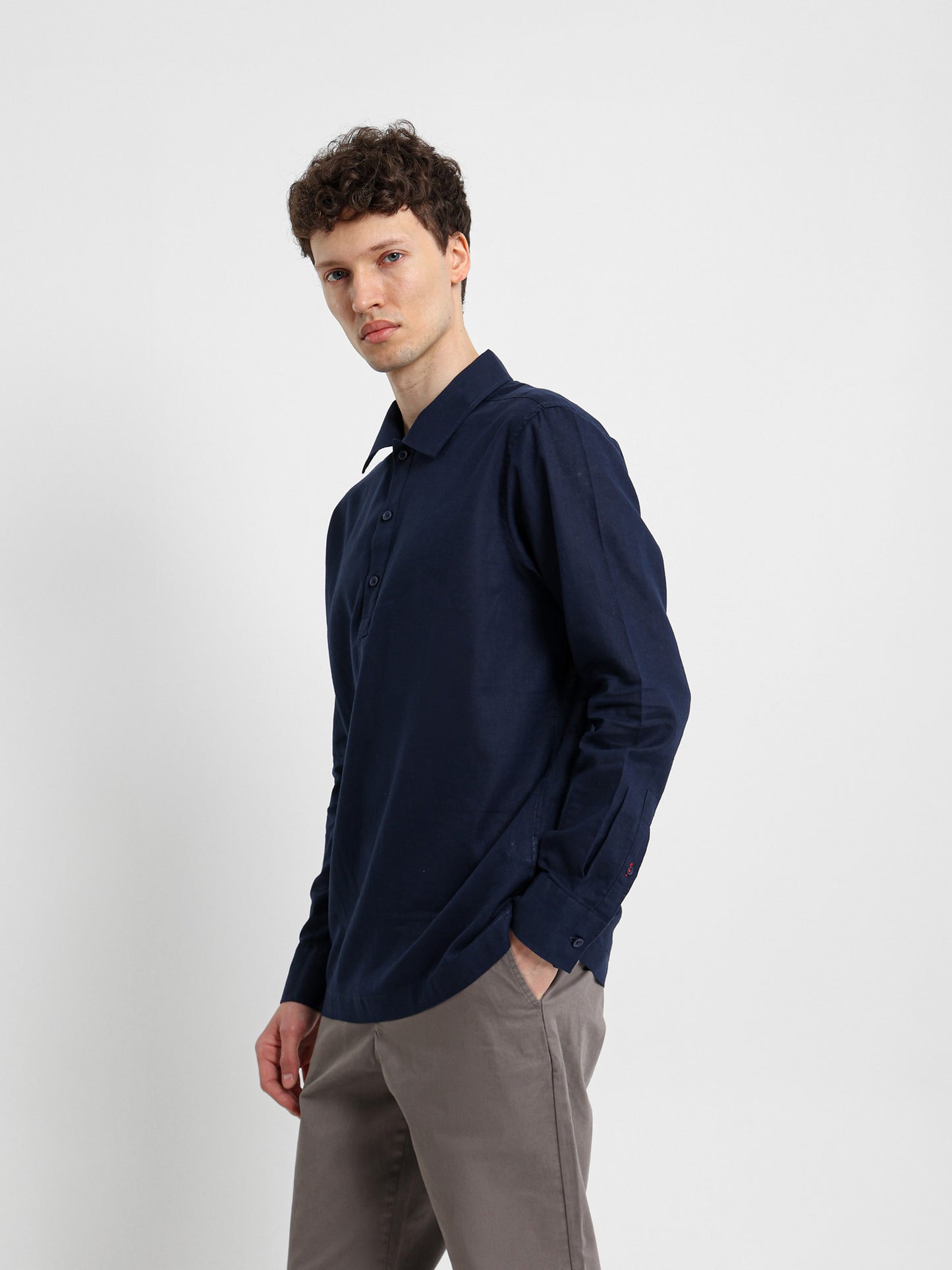 Kent Collar Long Sleeve Polo Shirt