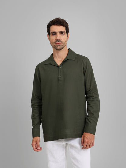 Kent Collar Long Sleeve Polo Shirt