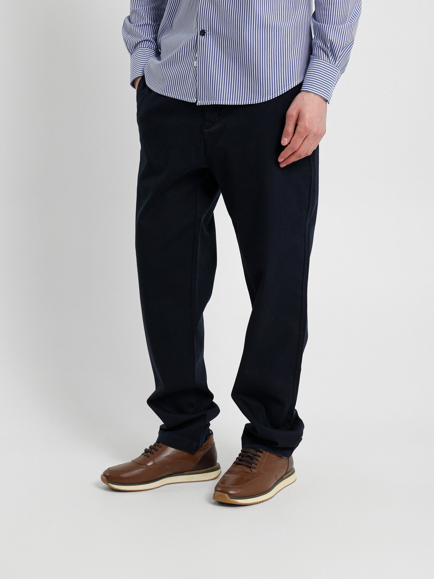 Casual Pique Pants with Flat Pockets
