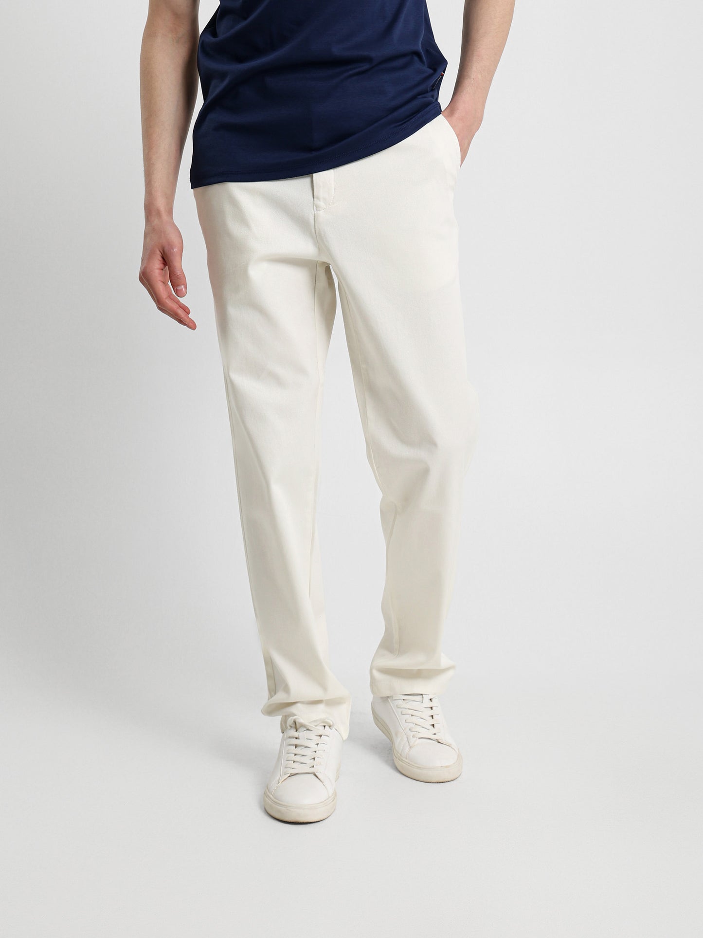 Casual Pique Pants with Flat Pockets